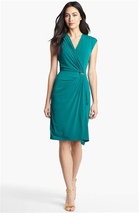 michael kors cap sleeve faux wrap dress|Michael Kors perette knit dress.